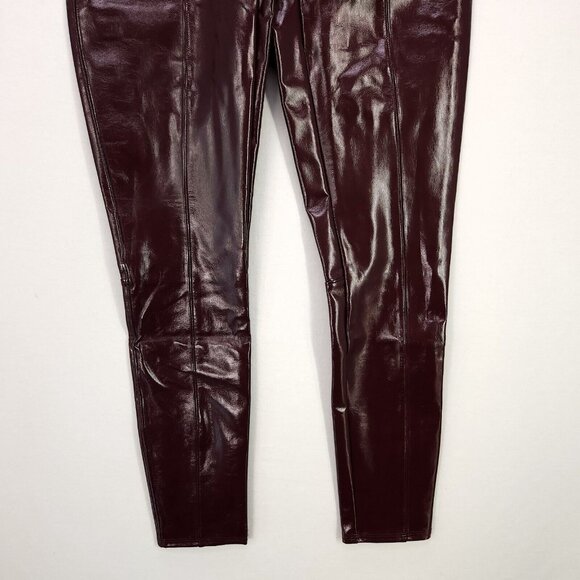 Spanx Fully Lined Shaping Legging Faux Patent Leather Shiny Ruby Womens Medium - Picture 6 of 16